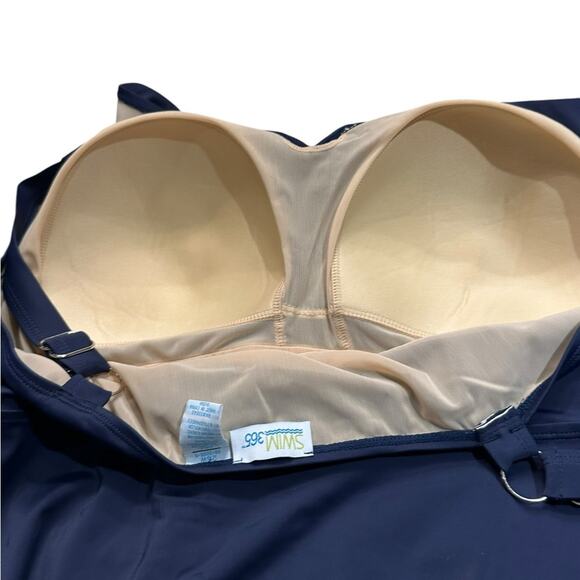 Swim 365 Blue Women's 26W One-Piece Swimsuit with Adjustable Straps - Picture 5 of 8